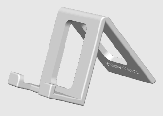 3D-model af en ergonomisk mobilholder til håndfri brug og betjening med én hånd