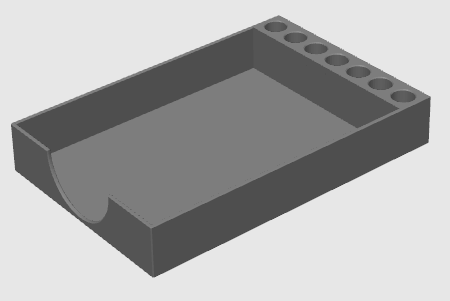 3D-model af A6 Paper and pen holder med rum til papir og huller til skrivepenne